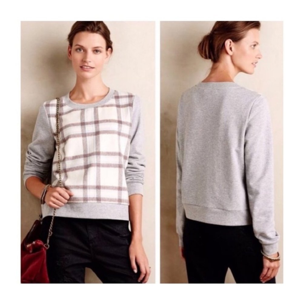 Anthropologie Saturday Sunday Plaid Crew Sweater